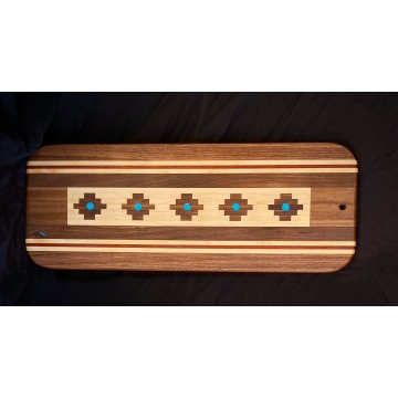 Large Rain Cloud Design Walnut- Maple and Cherry Accents Serving Tray