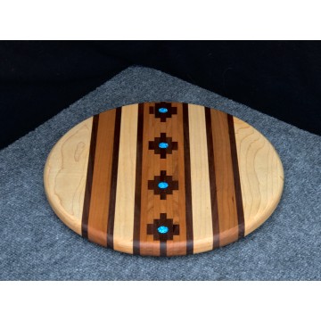 Large Rain Cloud Lazy Susan in Maple - Walnut and Cherry Accents