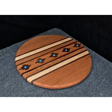 Large Rain Cloud Lazy Susan in Cherry - Walnut and Maple Accents