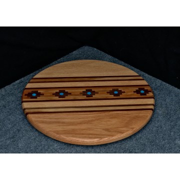 Large Rain Cloud Lazy Susan in Red Oak - Walnut and Cherry Accents