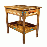 Hand Made End Table, Walnut and Maple - Cherry Accent