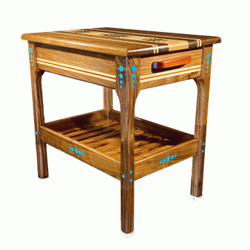 Hand Made End Table, Walnut and Maple - Cherry Accent